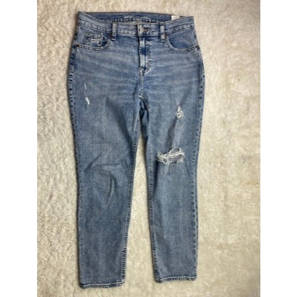 Old Navy Size 2 Boyfriend Jeans Womens Stretch Mid Rise Distressed Ripped Torn